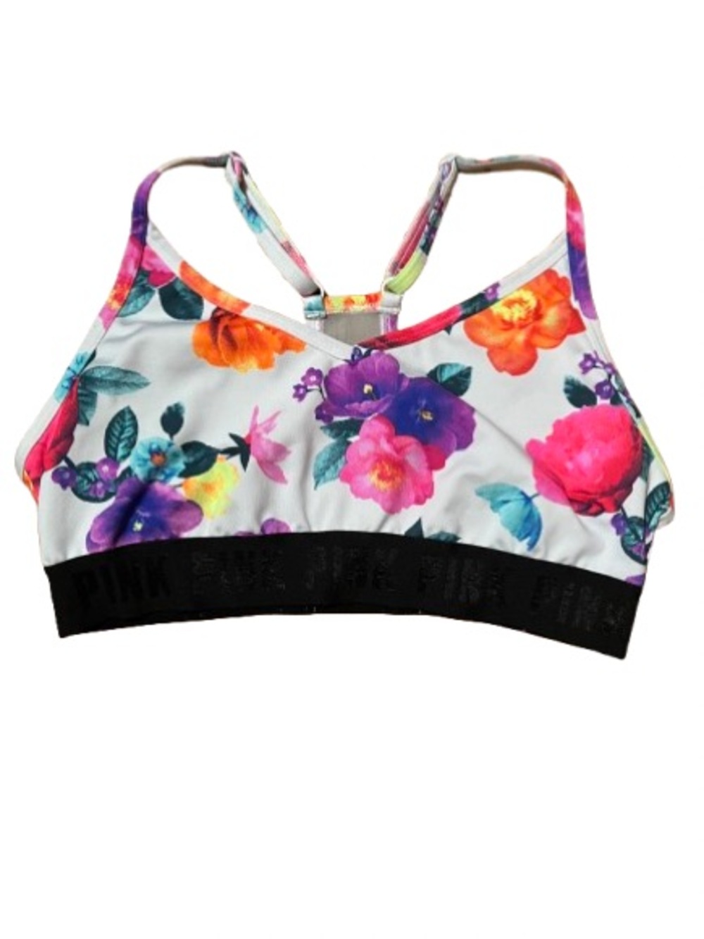 PINK Victoria's Secret Ultimate Lightly Lined Floral Sports Bra Size Medium